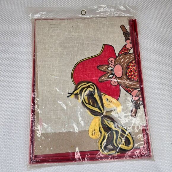 Vintage 70s Warner Bros Creative Stitchery Crewel Kit Yosemite Sam 11" x 14" - Picture 5 of 5